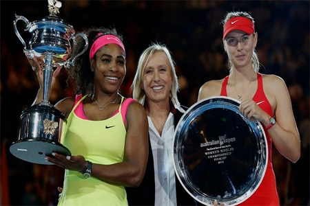 الأمريكية سيرينا وليامز ومواطنتها مارتينا نافراتيلوفا والروسية ماريا شارابوفا