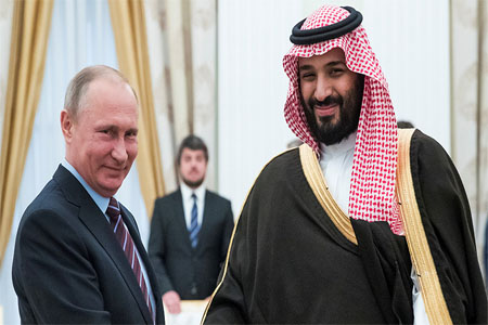 Russian President Vladimir Putin (L), Saudi Deputy Crown Prince Mohammed bin Salman (R)