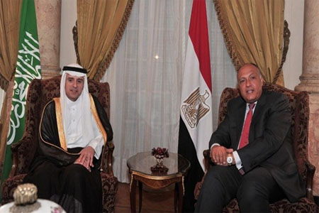 Egyptian Foreign Minister Sameh Shukri and his Saudi counterpart Adel Al-Jubeir