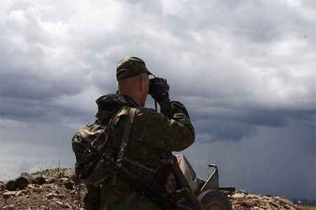 Soldier of the units of the Republic of Lugansk at a location near the contact line in Donbass