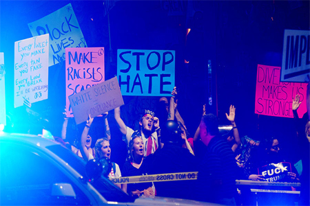 Protests outside a Donald Trump campaign rally in Phoenix, Arizona, U.S. August 22, 2017