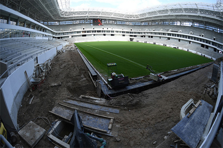 Construction site of the Kaliningrad Stadium that is being built for the 2018 FIFA World Cup on Oktyabrsky Island