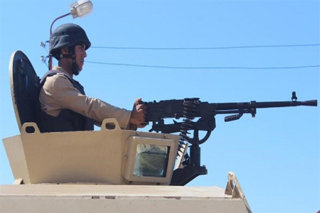 In this file photo an Egyptian soldier is at a checkpoint near Al Areesh city in Sinai. (Reutrers)