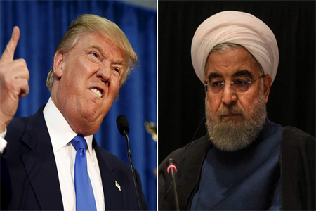 US President Donald Trump (L), Iran's President Hassan Rouhani