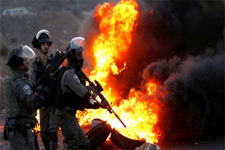 Clashes near the Jewish settlement of Beit El, near the West Bank city of Ramallah December 9, 2017