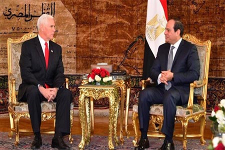 جانب من لقاء الرئيس السيسي ونائب الرئيس الأميركي بالقاهرة