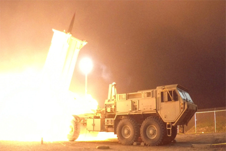A Terminal High Altitude Area Defense (THAAD) interceptor