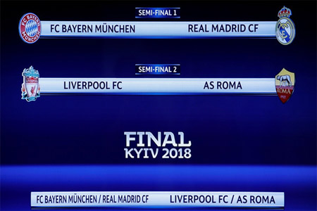 صورة من قرعة دور نصف النهائي من دوري الأبطال