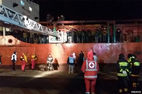  The regional Red Cross has posted images of the ship arriving in Italy
