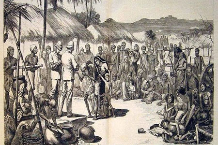 Distribution of famine relief in the Madras Presidency. From the Illustrated London News (May 26,1877)