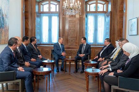 A parliamentary delegation meets with Syrian President Bashar Assad in Damascus last week (Photo courtesy of SANA news agency)