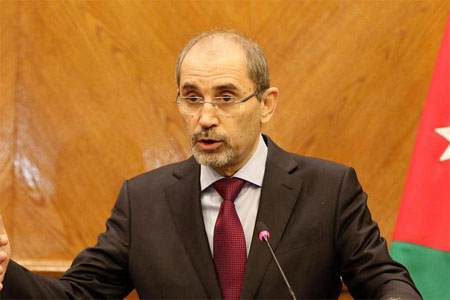 Jordanian Foreign Minister Ayman Safadi speaks during a press conference in Amman. (AFP/ File)