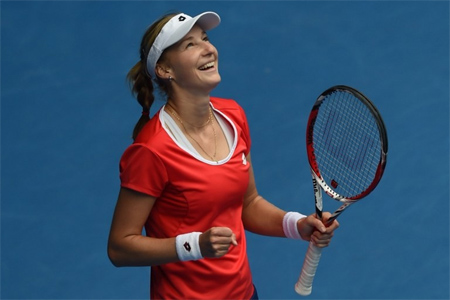 الروسية يكاترينا ماكاروفا بعد فوزها على الرومانية سيمونا هاليب في ربع نهائي بطولة أستراليا المفتوحة