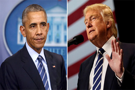 U.S. President Barack Obama (L) and U.S. President-elect Donald Trump