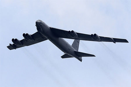 A Boeing B-52 Stratofortress strategic bomber