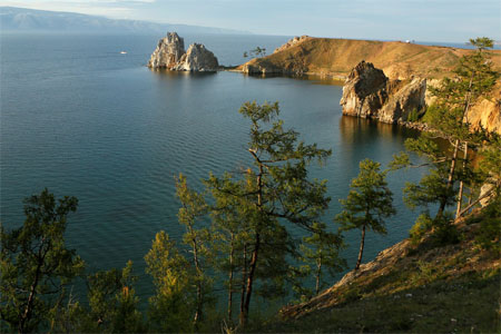 The Burkhan cape of the Olkhon Island at the Baikal Lake, Eastern Siberia.